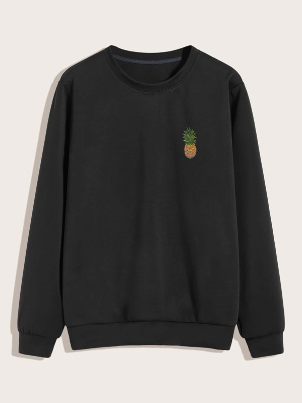 

Men Drop Shoulder Pineapple Print Sweatshirt, Grey