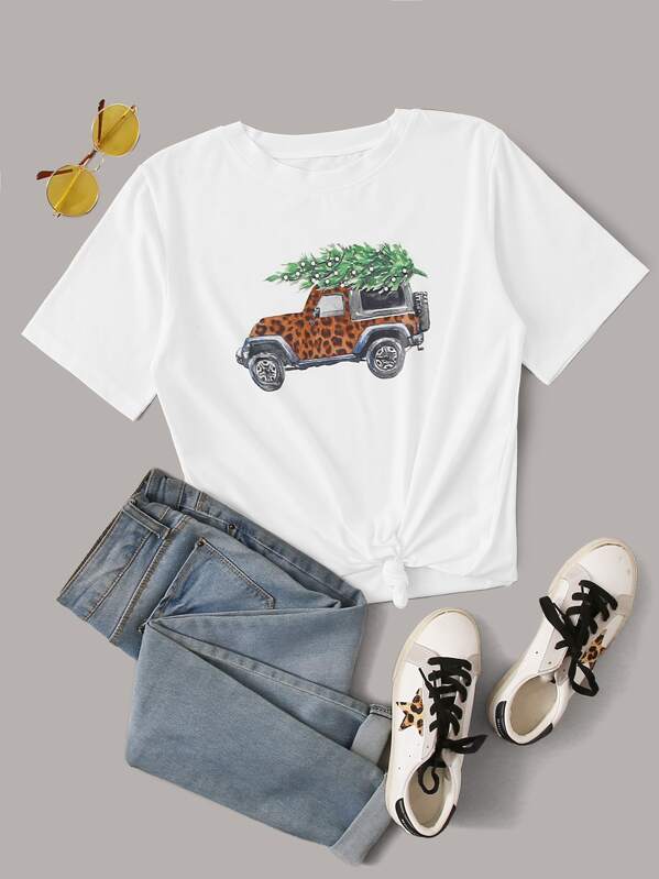 

Graphic Print Short Sleeve Tee, White