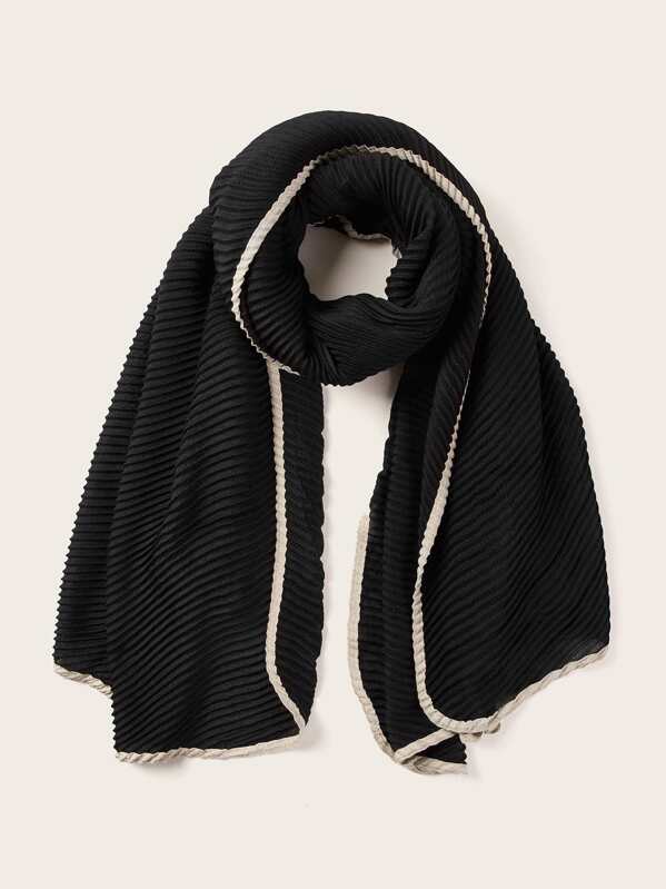 

Contrast Trim Pleated Scarf, Multicolor