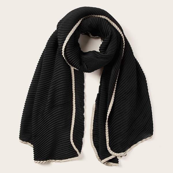 

Contrast Trim Pleated Scarf, Multicolor
