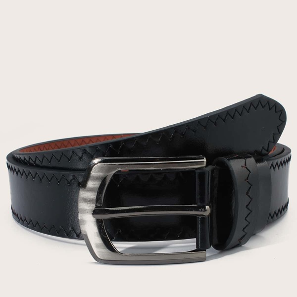 

Men Simple PU Buckle Belt, Black