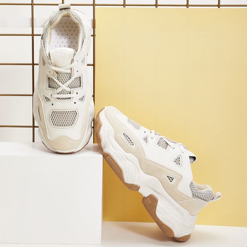 

Guys Lace-up Front Chunky Sneakers, Beige