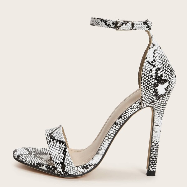 

Snakeskin Print Ankle Strap Stiletto Heels, Multicolor