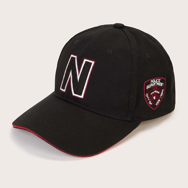 

Men Graphic Embroidery Baseball Cap, Black