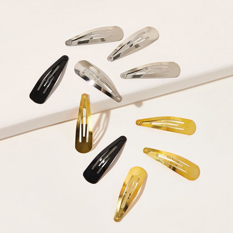 

10pcs Plain Snap Hair Clip, Multicolor