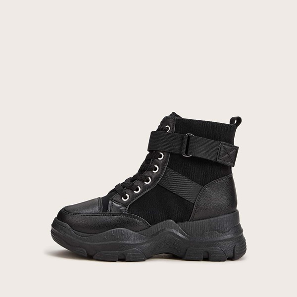 

Lace-up Front Ankle Boots, Black