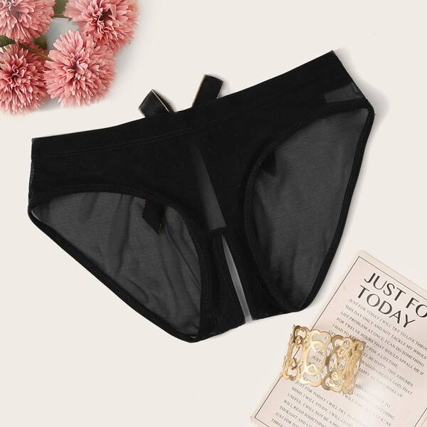 

Sheer Mesh Crotchless Panty, Black