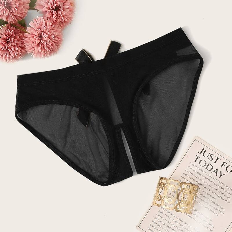 

Sheer Mesh Crotchless Panty, Black