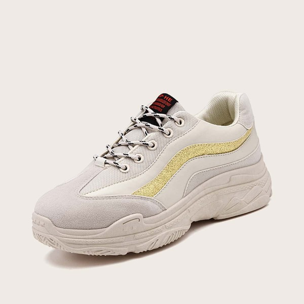 

Men Lace-up Front Chunky Sneakers, Beige