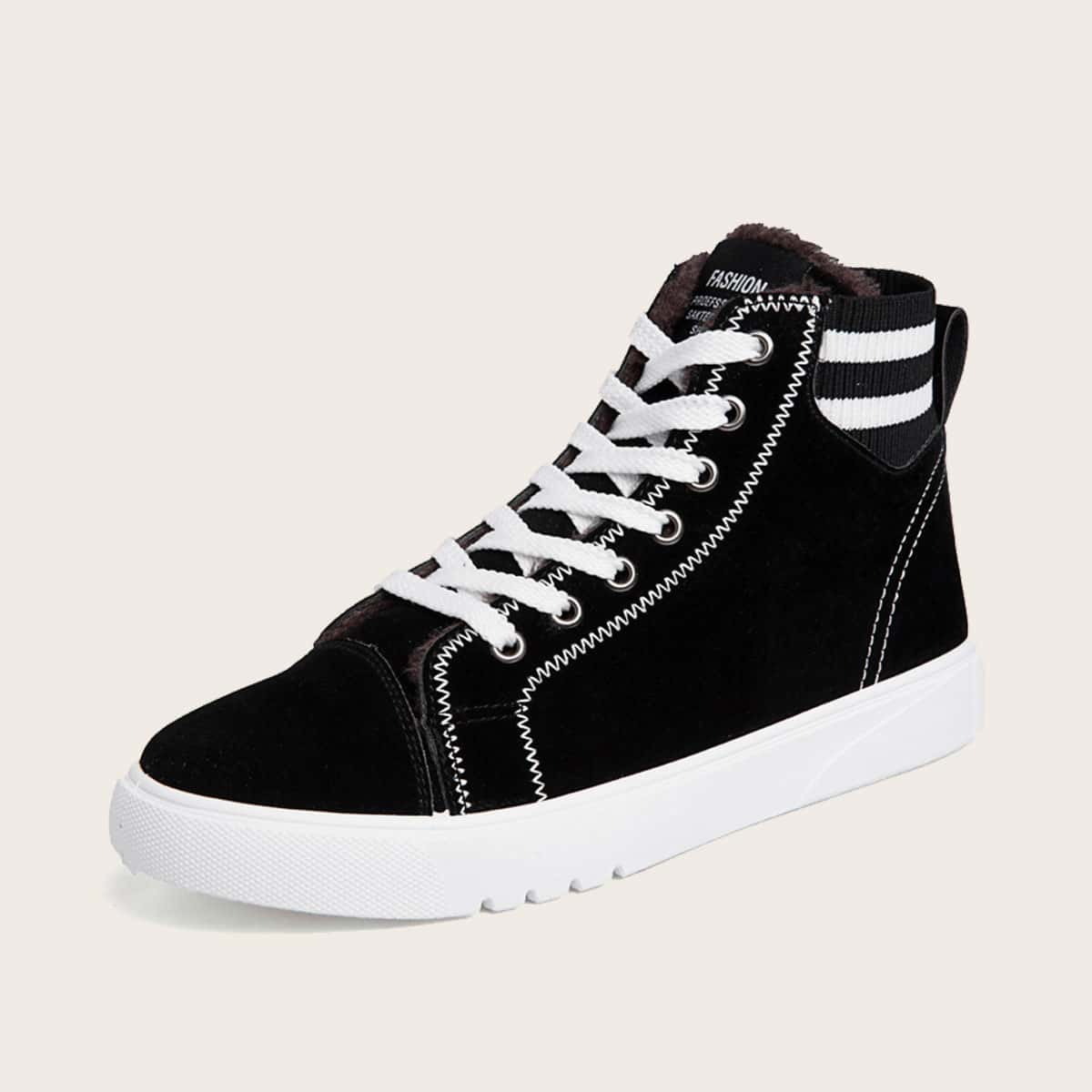 

Guys Stitch Detail Lace-up Sneakers, Black