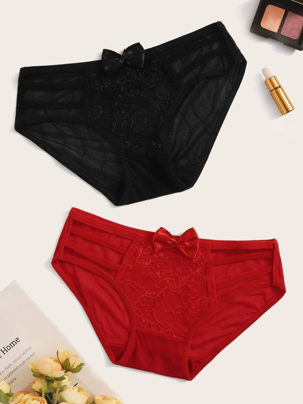 

2pack Contrast Lace Panty Set, Multicolor