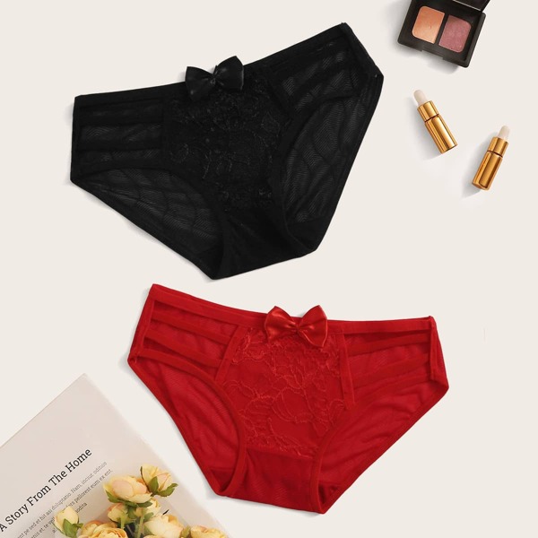 

2pack Contrast Lace Panty Set, Multicolor