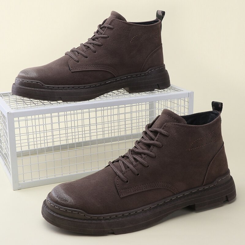

Guys Lace-up Front Suede Boots, Coffee