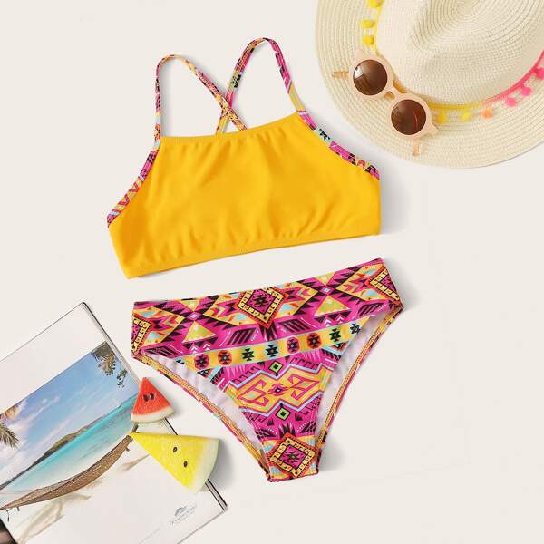

Toddler Girls Geo Criss Cross Bikini Set, Multicolor