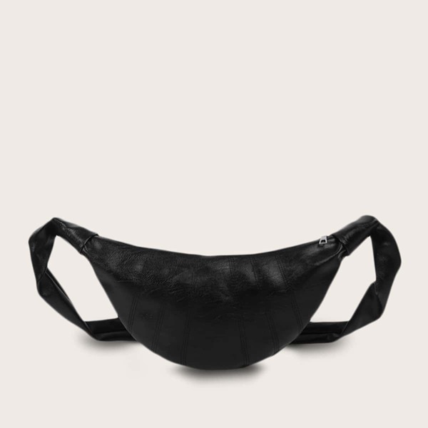 

Zip Up Stitch Detail Fanny Pack, Black