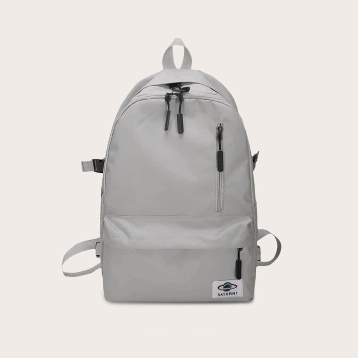 

Planet Patch Decor Pocket Front Backpack, Grey