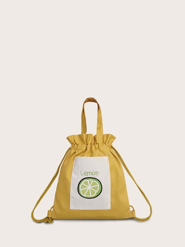 

Fruit Graphic Drawstring Backpack, Yellow
