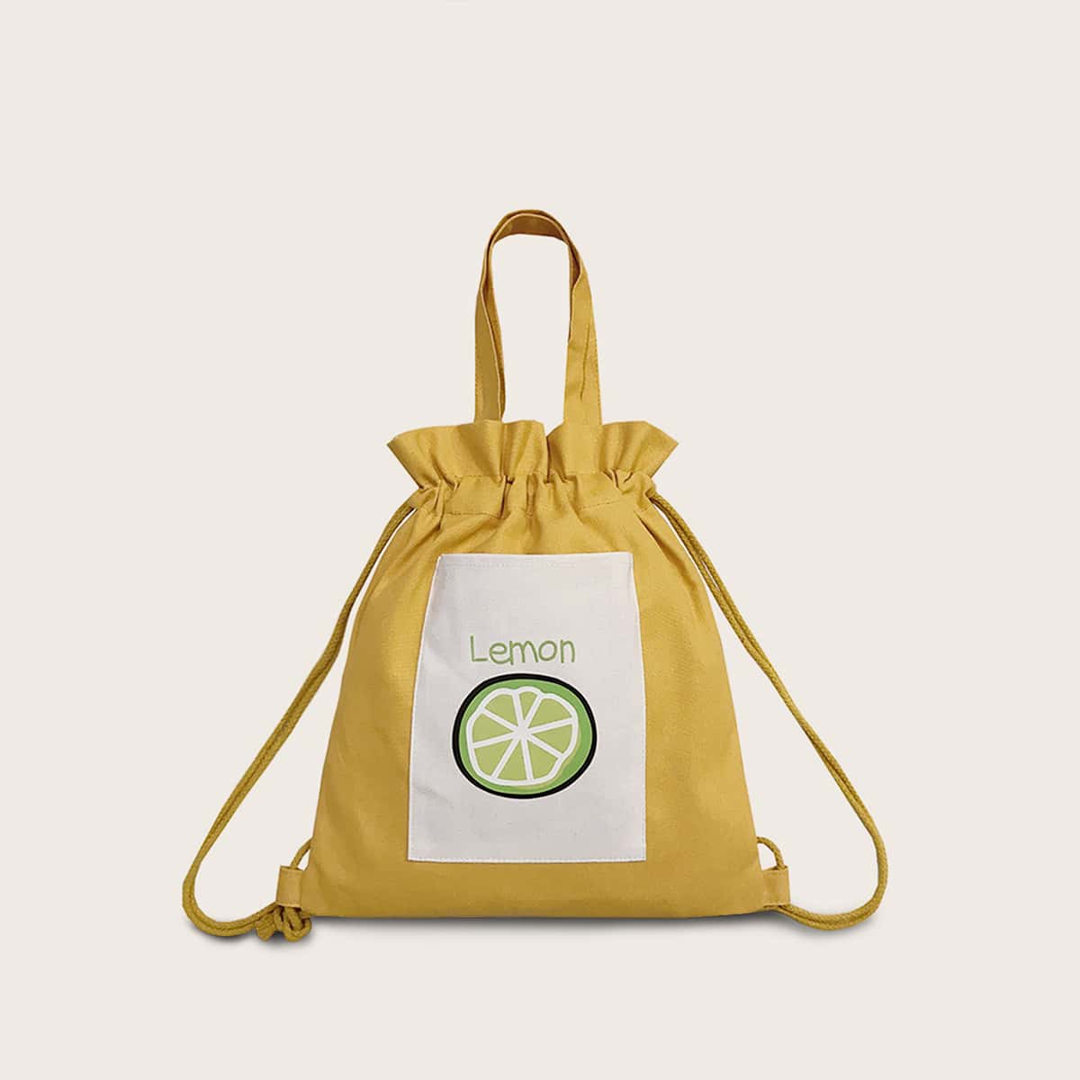 

Fruit Graphic Drawstring Backpack, Yellow