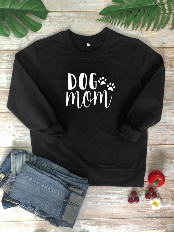 

Letter Graphic Long Sleeve Sweatshirt, Black