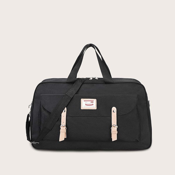 

Men Buckle Decor Travel Bag, Black