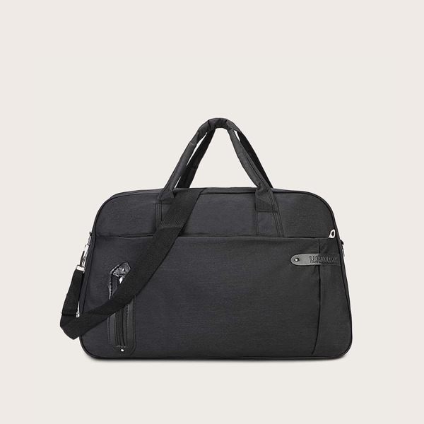 

Men Minimalist Zip Front Travel Bag, Black