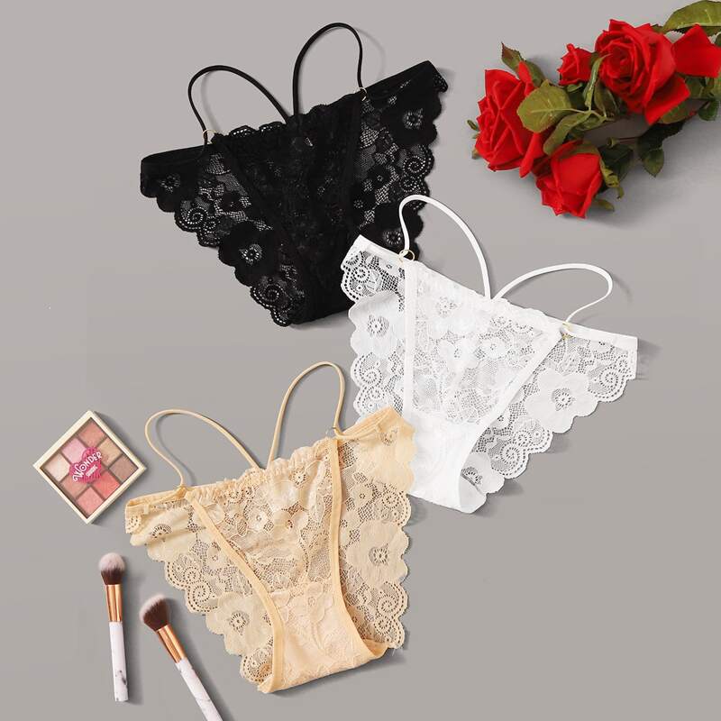 

3pack Floral Lace Panty Set, Multicolor