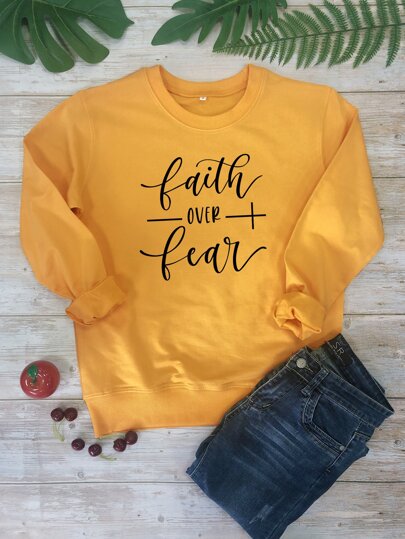 Slogan Graphic Long Sleeve Sweatshirt