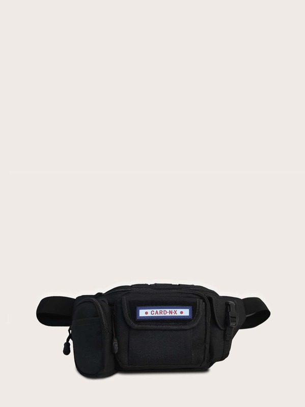 

Men Letter Patch Fanny Pack, Black