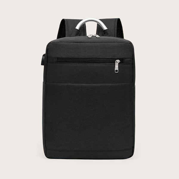 

Men Minimalist Zip Front Backpacks, Black