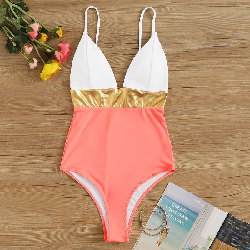 

Colorblock One Piece Swimwear, Multicolor
