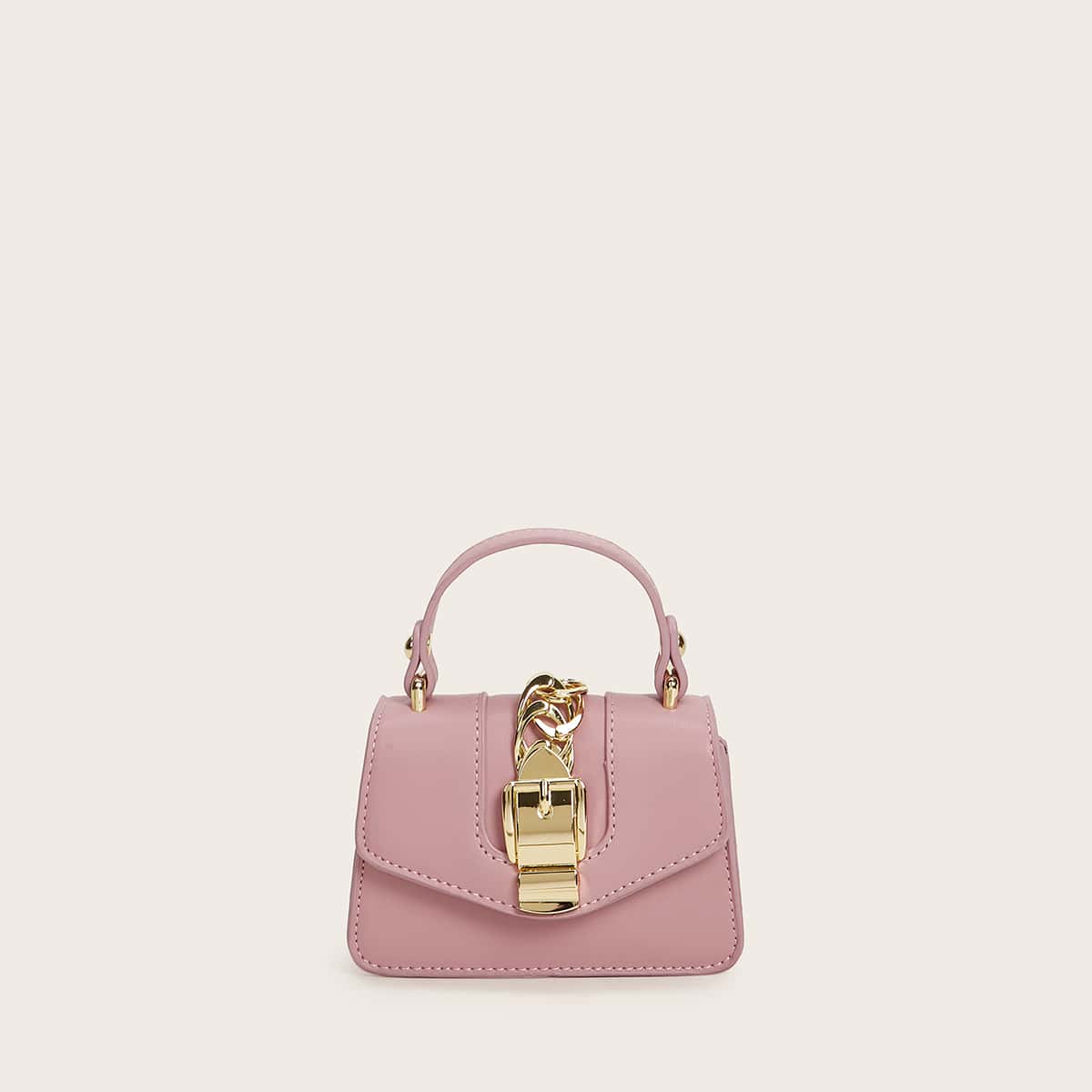 

Mini Buckle Decor Satchel Bag, Pink