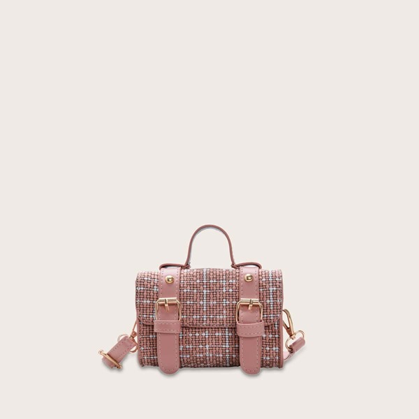 

Girls Buckle Decor Satchel Bag, Pink