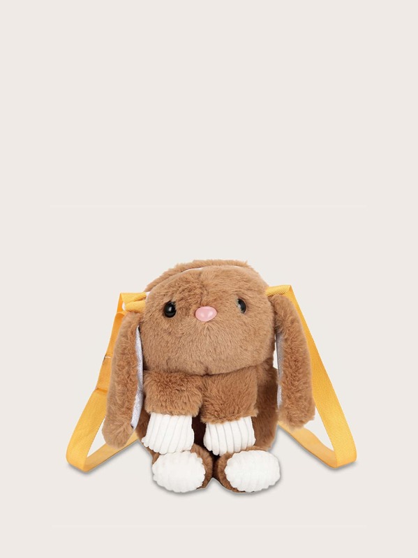 

Girls Rabbit Design Fluffy Crossbody Bag, Brown