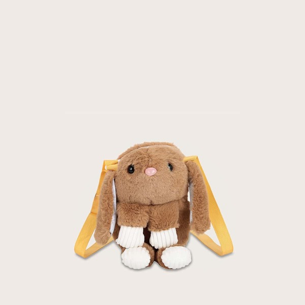 

Girls Rabbit Design Fluffy Crossbody Bag, Brown