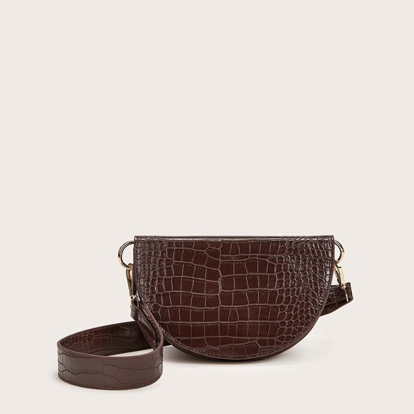 

Croc Embossed Crossbody Bag, Brown