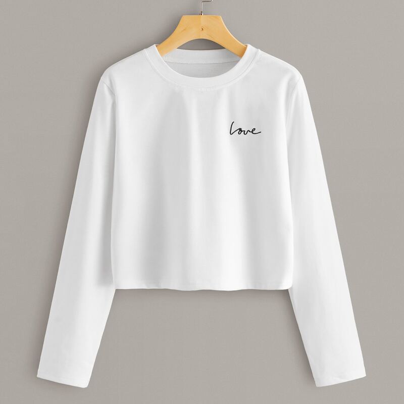 

Letter Graphic Long Sleeve Tee, White