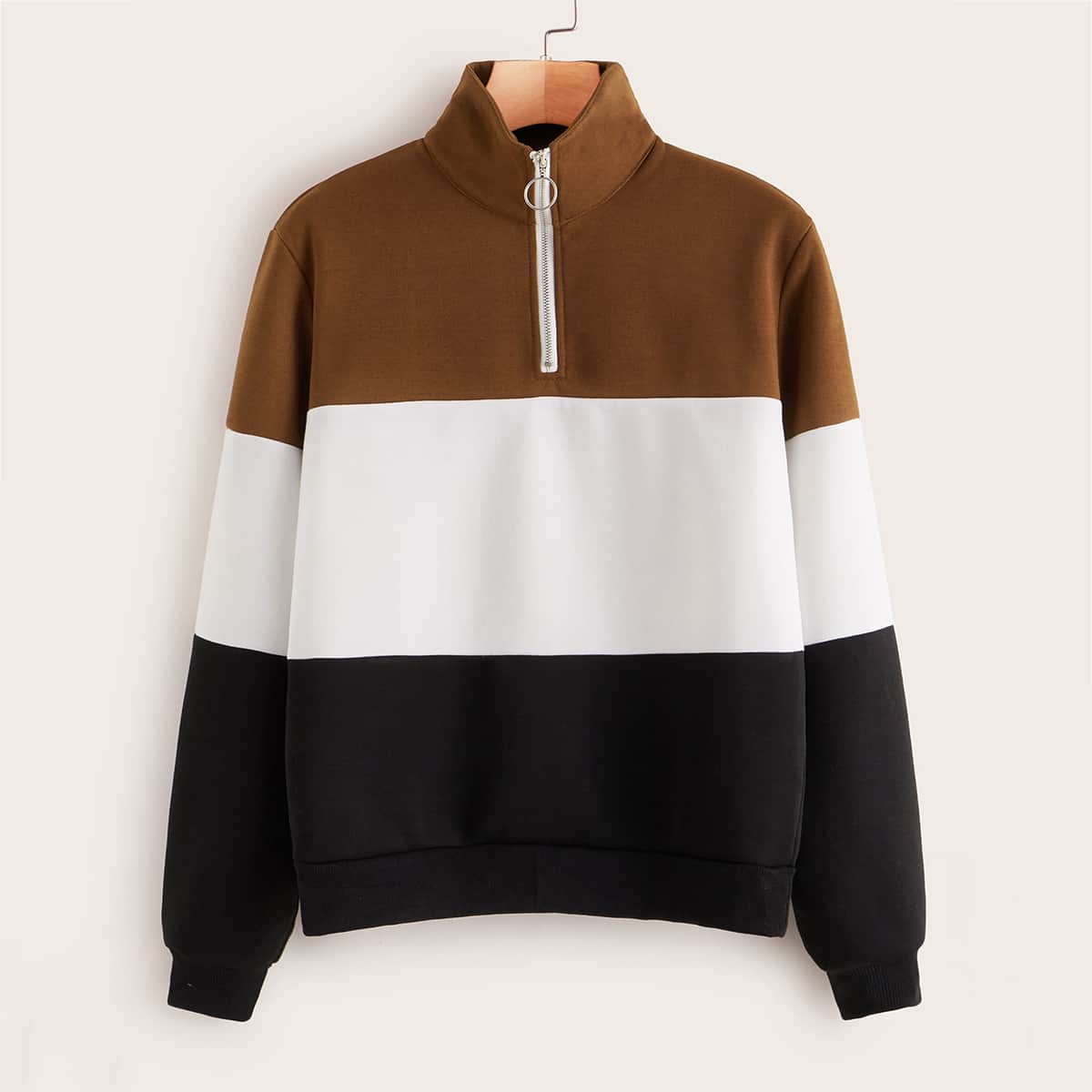 

Cut And Sew Panel Half Zip Sweatshirt, Multicolor