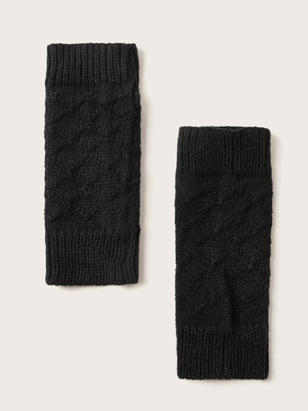 

1pair Girls Knitted Wrist Sleeve, Black