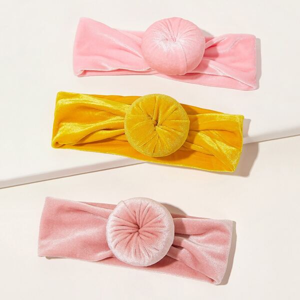

3pcs Baby Knot Decor Velvet Headband, Multicolor