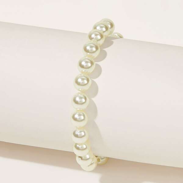 

1pc Toddler Girls Faux Pearl Beaded Bracelet, Multicolor