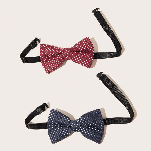 

2pcs Toddler Boys Polka Dot Pattern Bow Tie, Multicolor