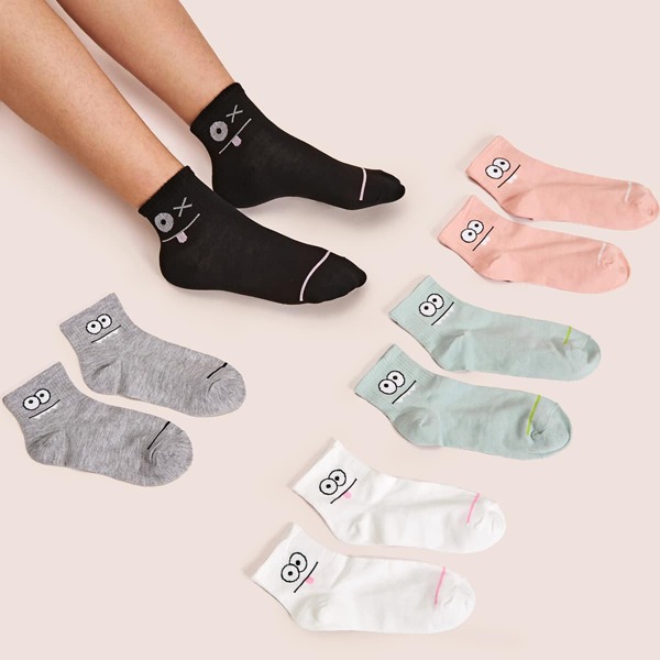 

5pairs Cartoon Graphic Ankle Socks, Multicolor