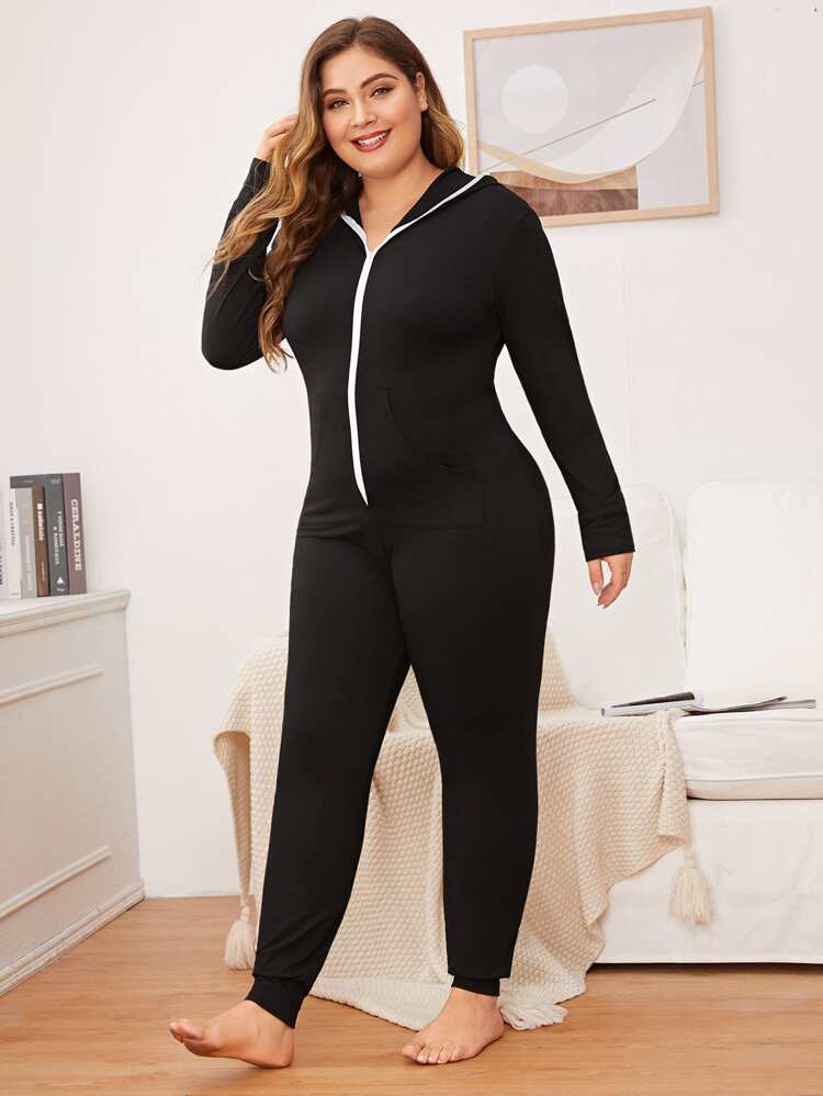 zipper front long sleeve jumpsuit