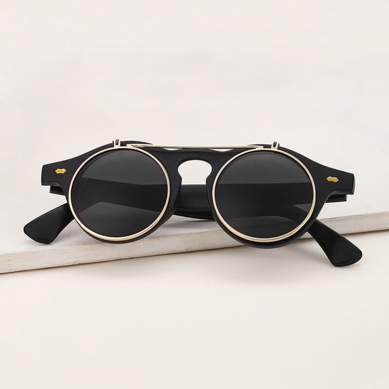 

Guys Retro Detachable Sunglasses With Case, Black