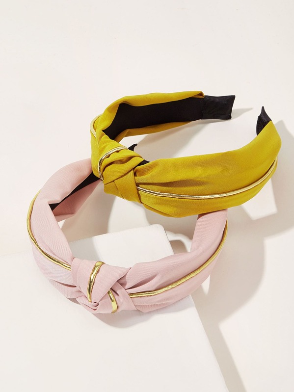 

2pcs Toddler Girls Metallic Trim Hair Hoop, Multicolor