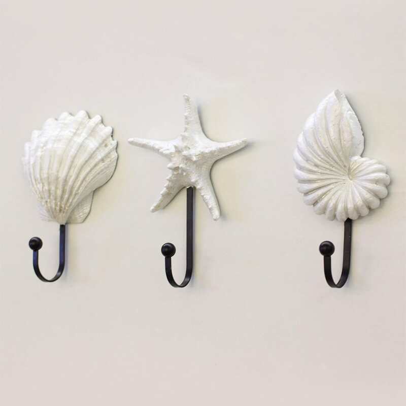 

3pcs Starfish & Scallop & Conch Shaped Wall Hook