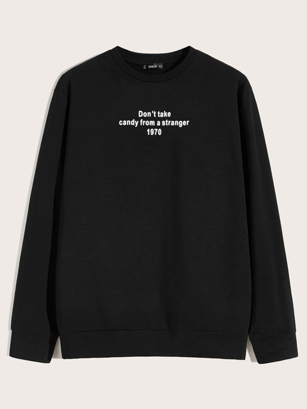 

Men Slogan Graphic Pullover, Black