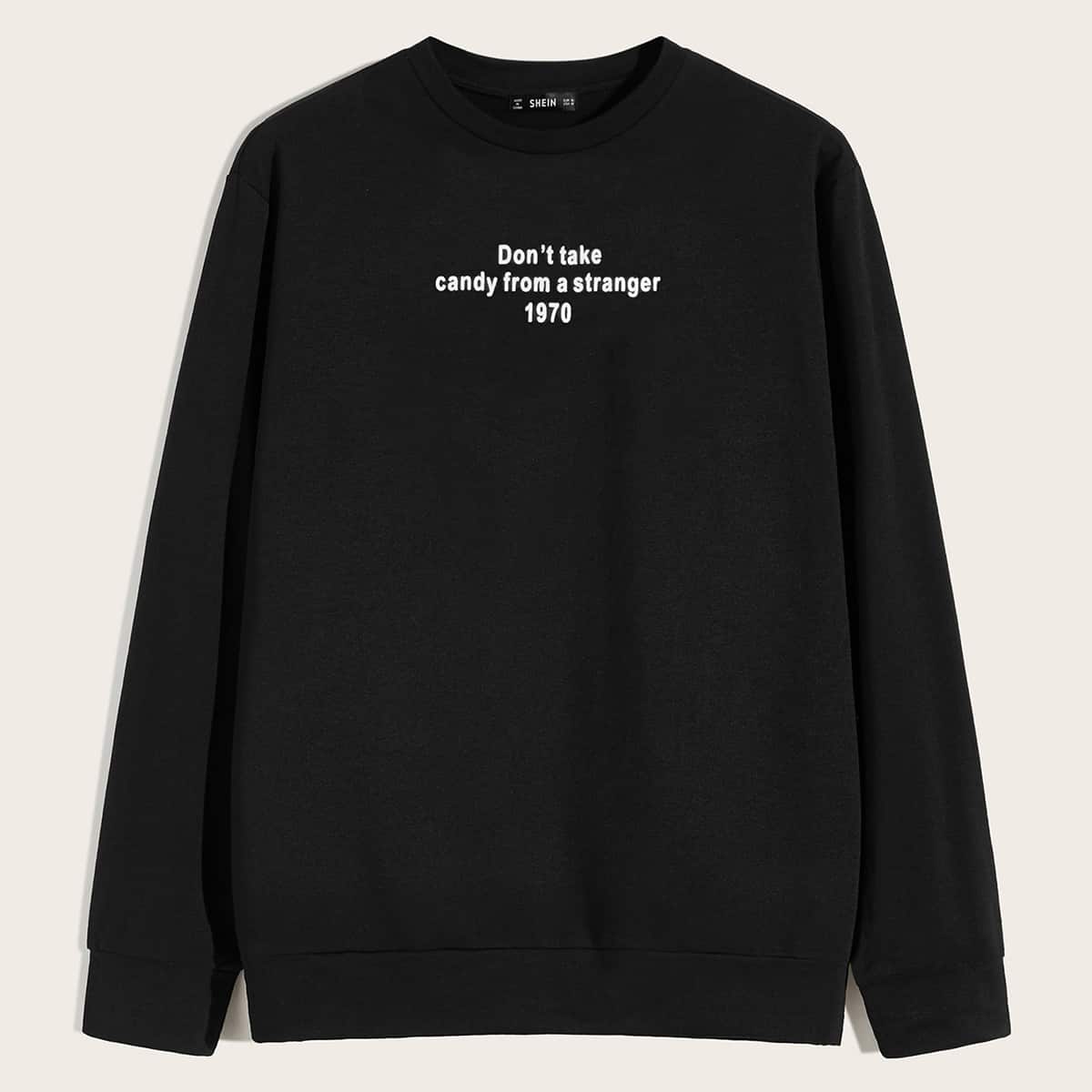 

Guys Slogan Graphic Pullover, Black