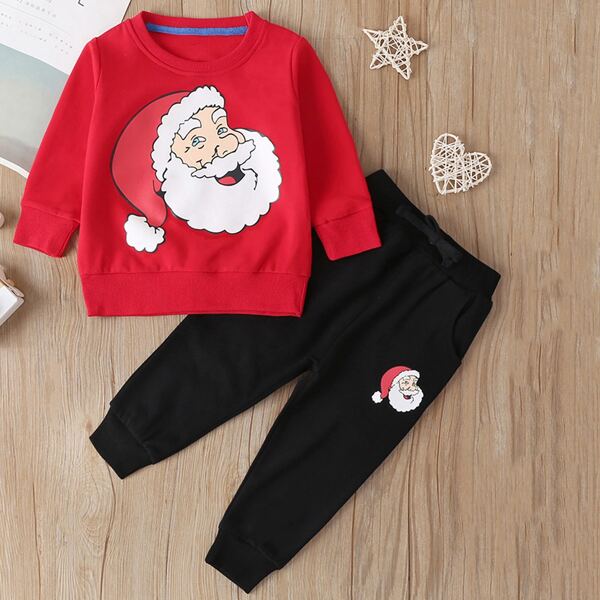 

Toddler Boys Christmas New Year Print Sweatshirt & Sweatpants, Multicolor