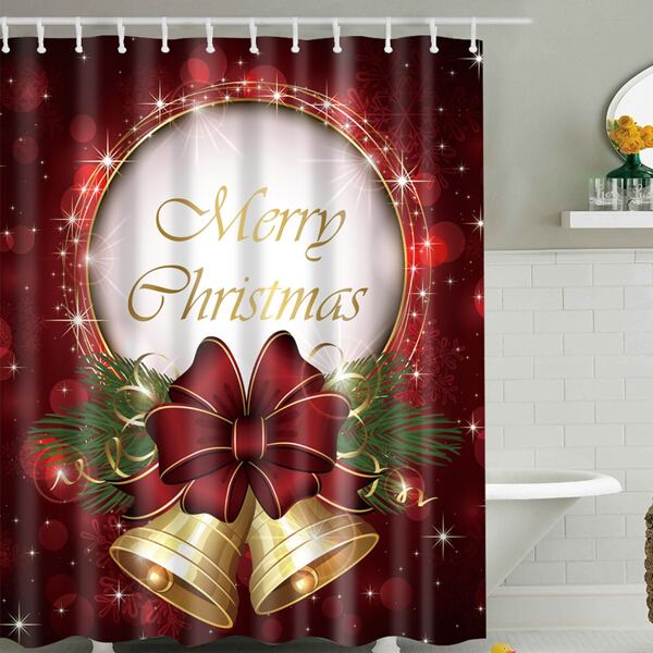 

Christmas Bell Print Shower Curtain, Red
